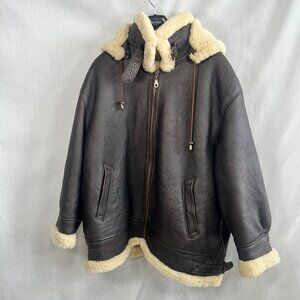 Men's B-3 Bomber Shearling Sheepskin Coat 3XL Vintage Brown Bod & Christensen
